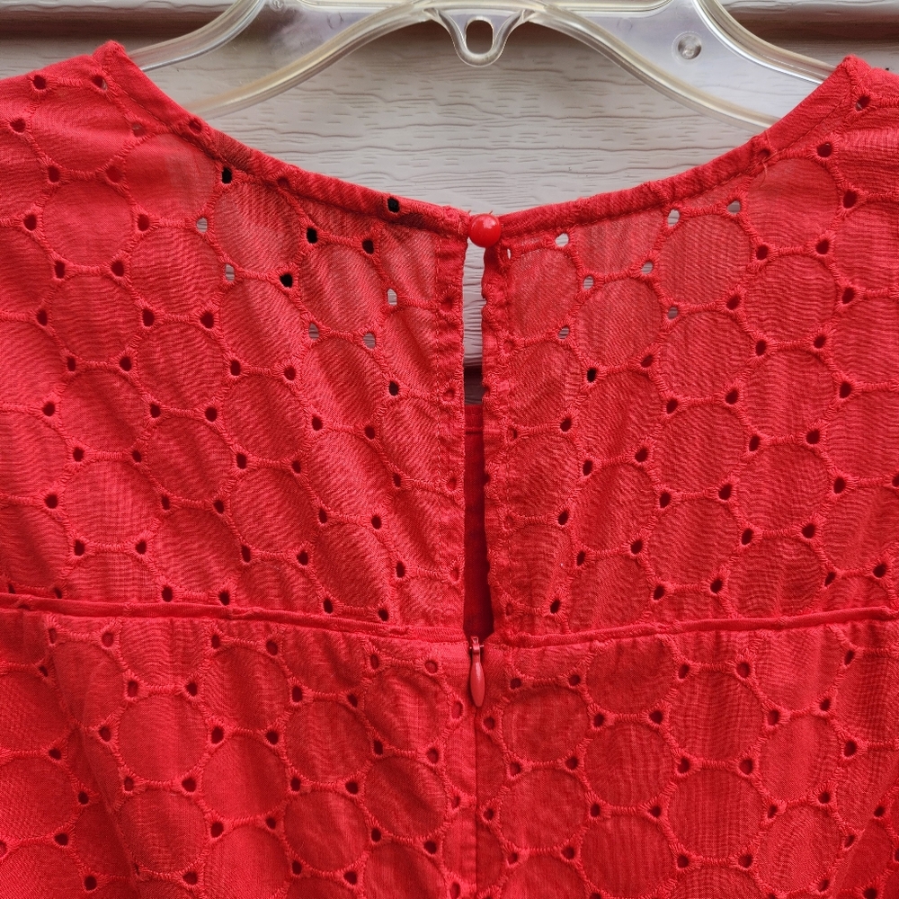 Banana Republic Vibrant Red Coral Eyelet Dress Romper Pantsuit - Picture 8 of 13
